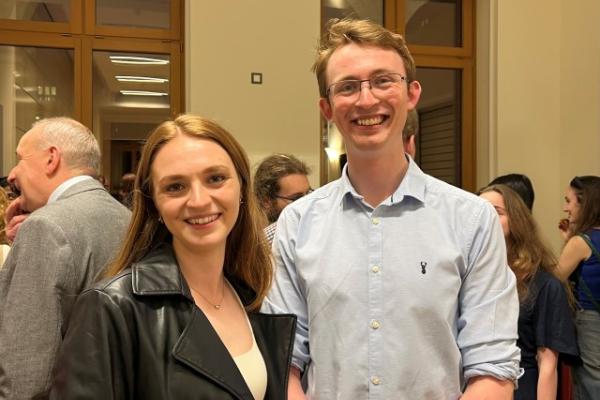 Charlotte and Cian are photographed after the March 20th event in the Quarry Whitehouse auditorium